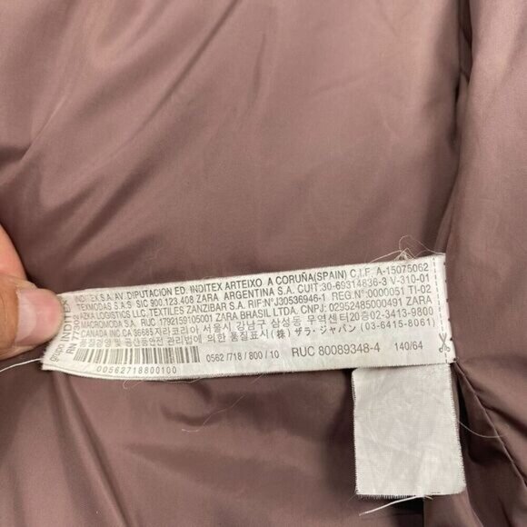 Zara Woman Black Down Zip Up Puffer Jacket Size 10 Winter Coat Hooded - Picture 10 of 16